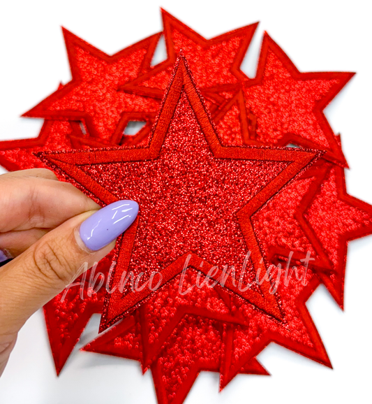 Red Glitter Star Embroidery Patch