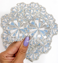 Light Blue Silver Cheer Pom Pom Embroidery Patch ©️