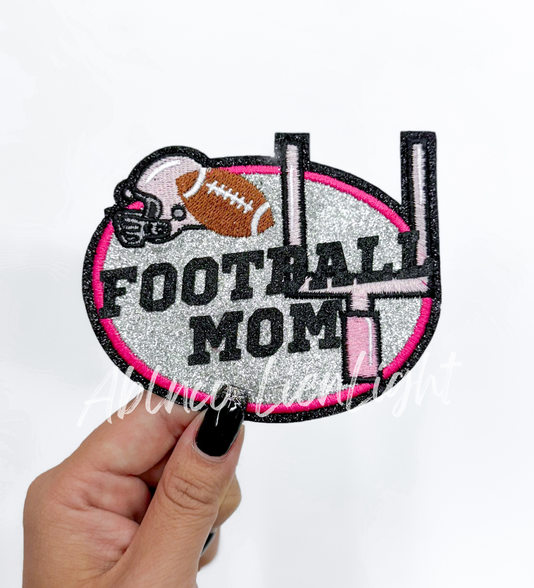 Football Mom Glitter Embroidery Patch