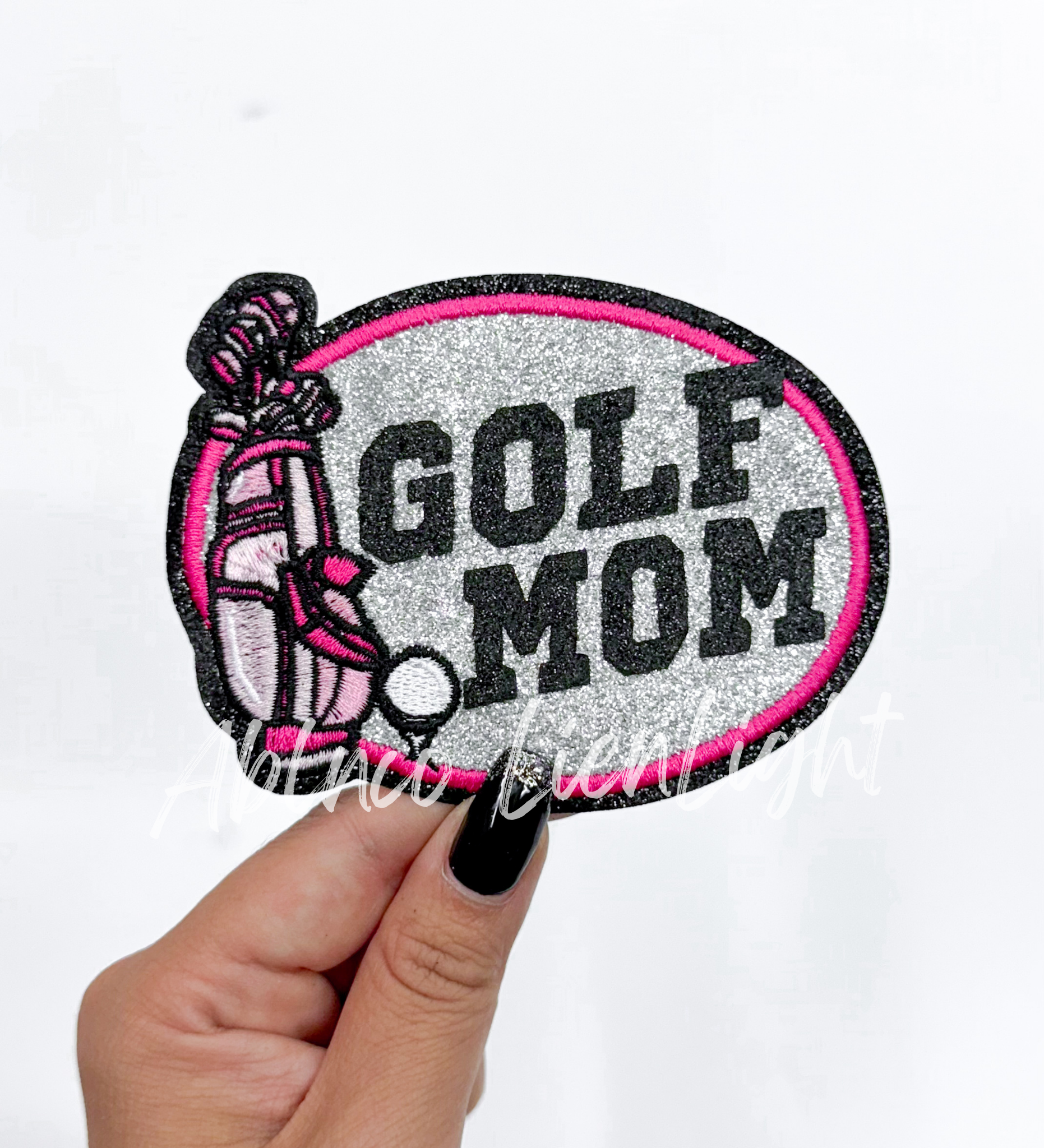 Golf Mom Glitter Embroidery Patch