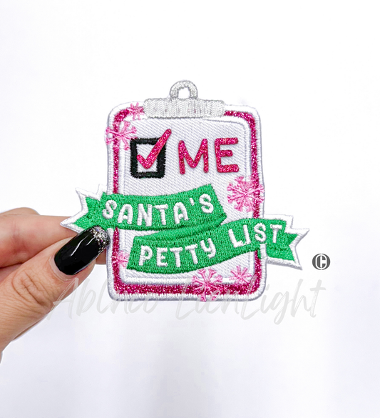 Santa’s Petty List©️ Christmas Glitter Embroidery Patch