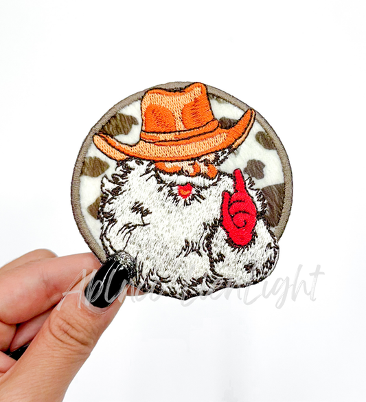 Cowboy Santa Fuzzy Christmas Embroidery Patch