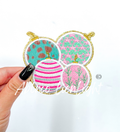 Pink & Turquoise Ornaments Christmas Embroidery Patch - Small