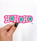 Ho Ho Ho Turquoise Jewerly Christmas Embroidery Patch - Small