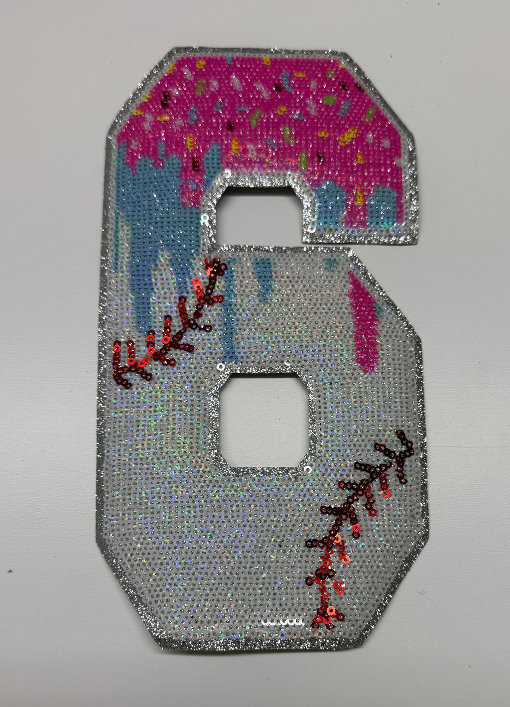 Baseball Drip Numbers Sequin Patch - Large