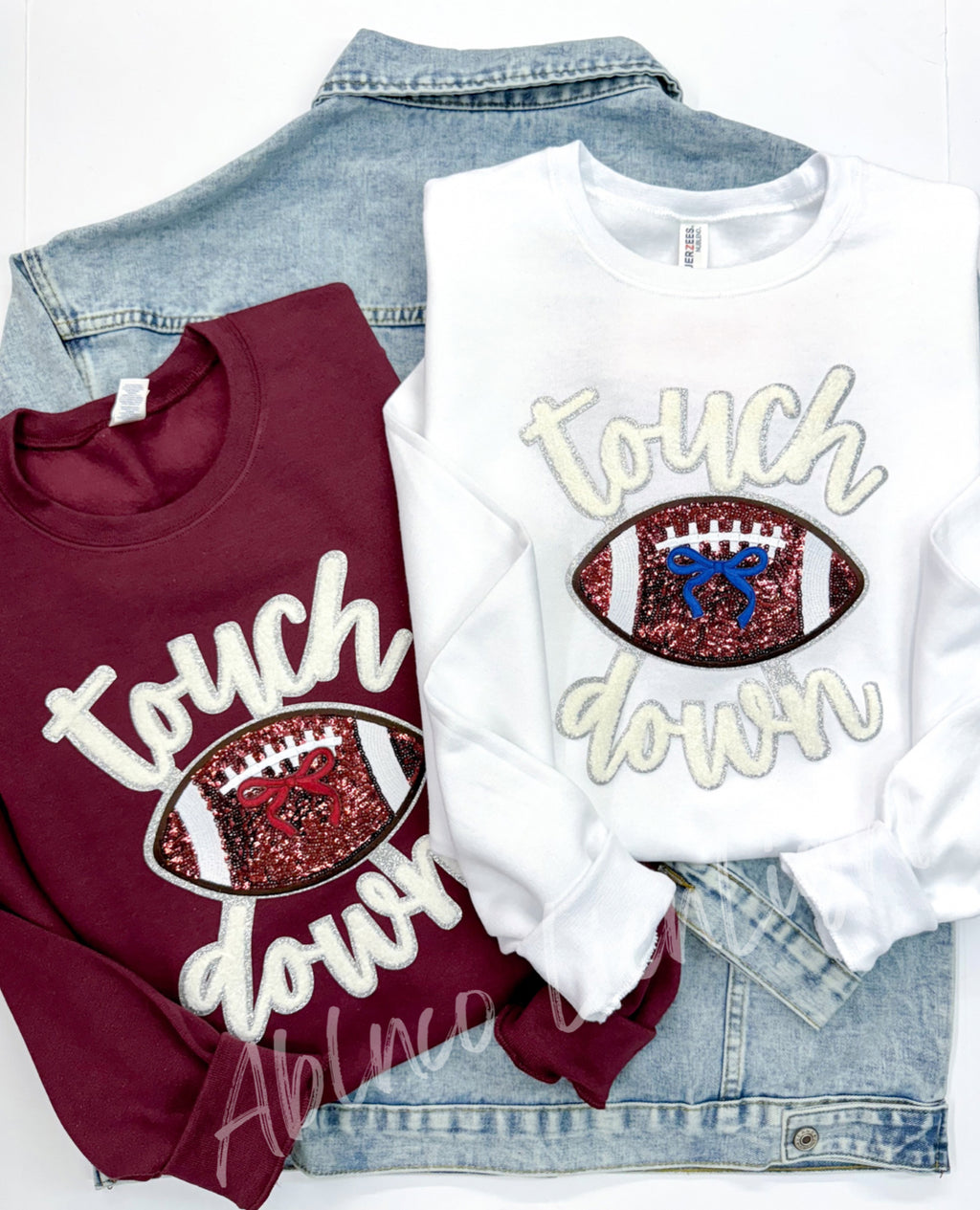 Football Touchdown Chenille Sequin Patch - Large