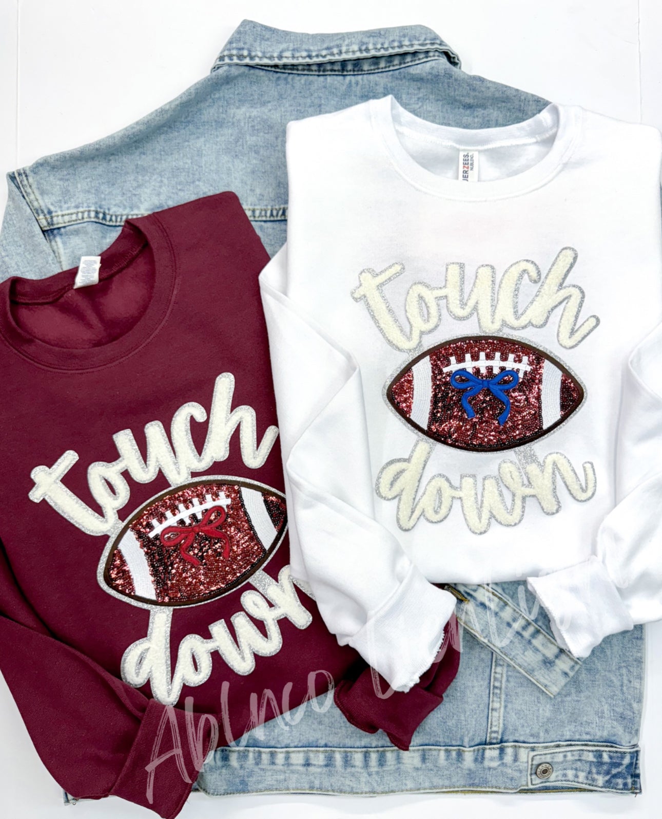Football Touchdown Chenille Sequin Patch - Large