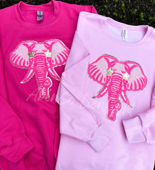 PREPPY PINK MASCOT™ Elephant Chenille Patch ONLY Sweatshirt