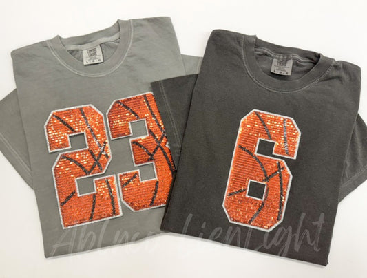 Sequin Basketball Number Game Day Tshirt