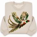 Pheasant Bird Hunting Sequin Patch Shirt