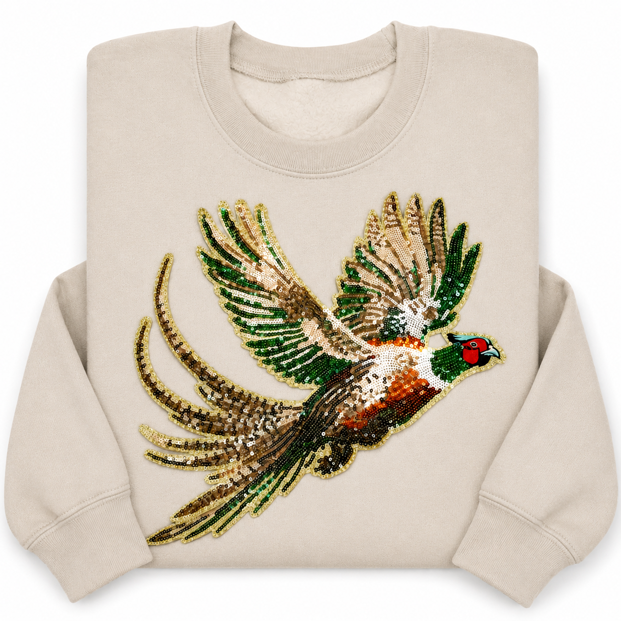 Pheasant Bird Hunting Sequin Patch Shirt