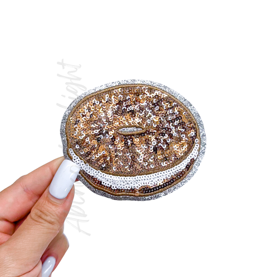 Bagel & Cream Cheese Food Sequin Patch