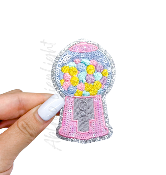 Pink Gumball Candy Machine Food Sequin Patch