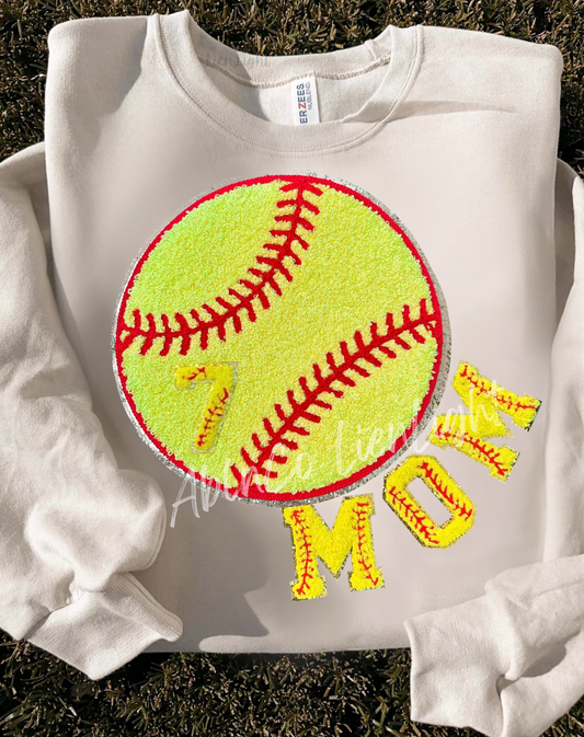 Softball BALL Mom Customized Number Sweatshirt