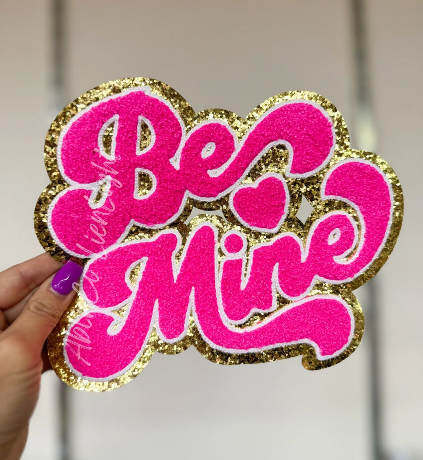 Be Mine Hot Pink Chenille Patch