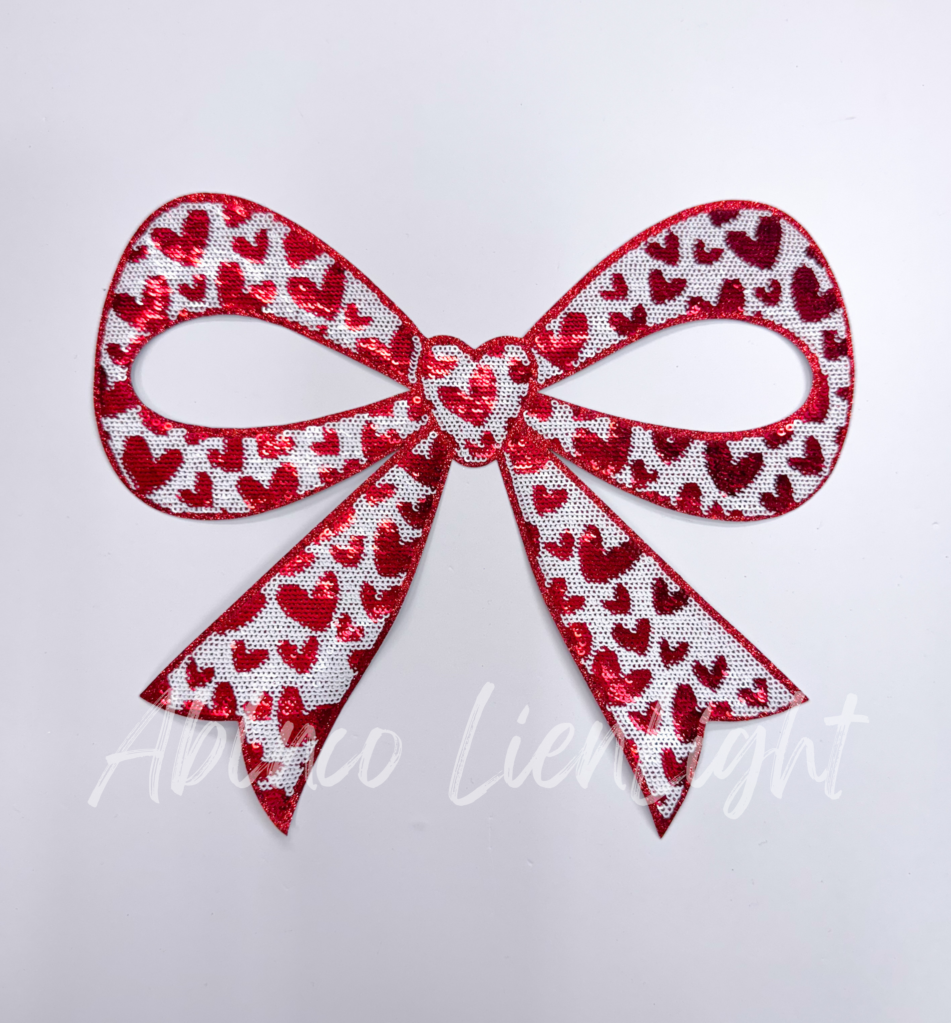 Hearts Big Bow Sequins Valentines Day Patch - Large