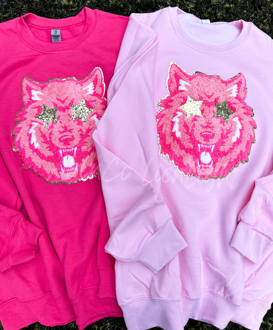 PREPPY PINK MASCOT™ Wolf Chenille Patch ONLY Sweatshirt