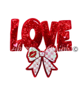 Sequins Checkered Bow Love Valentines Day Patch - Large
