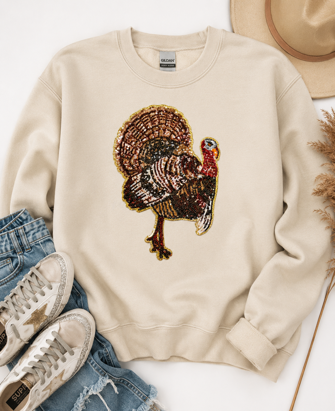 Turkey Hunting Sequin Patch Sweatshirt