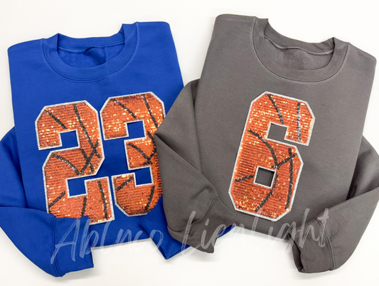 Sequin Basketball Number Game Day Sweatshirt