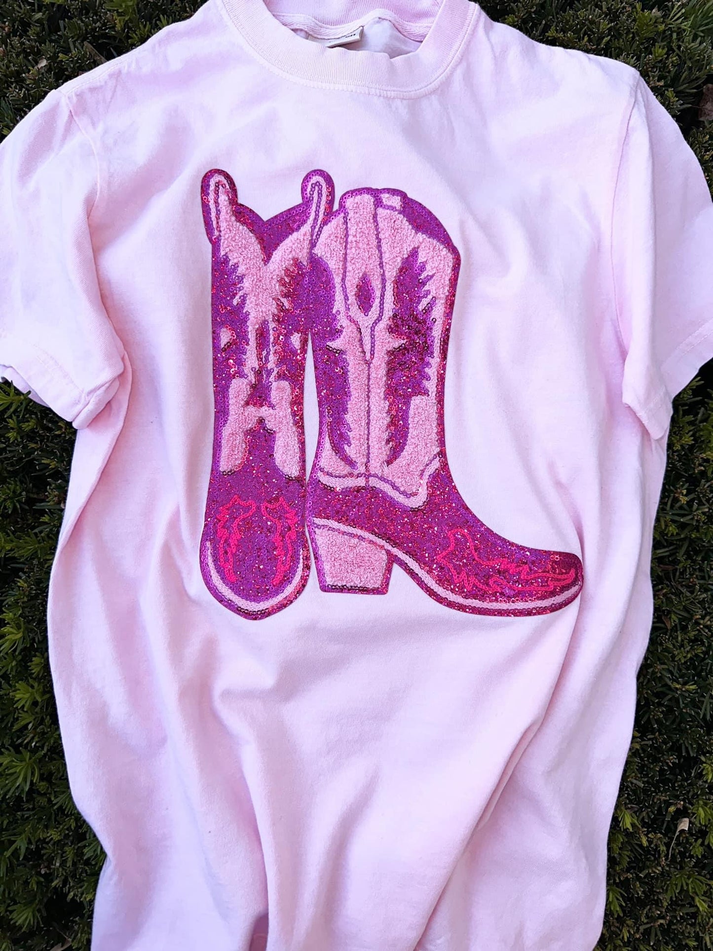 Pink Glitter Cowboy Boot Patch