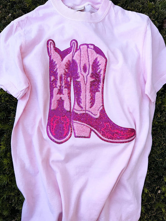 Pink Glitter Boot Shirt