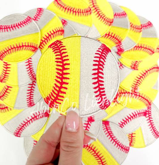 Half Baseball Softball Embroidery Patch