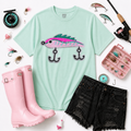 Pink Lure Fishing Summer Sequin Patch Tshirt