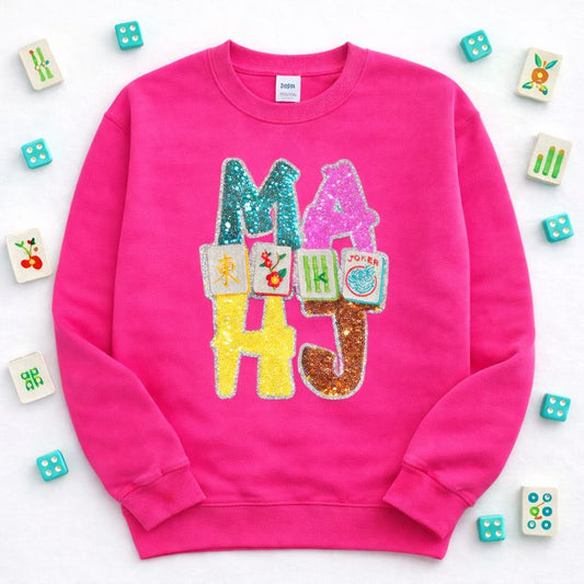 Colorful Mahjong Sequin Patch Sweatshirt