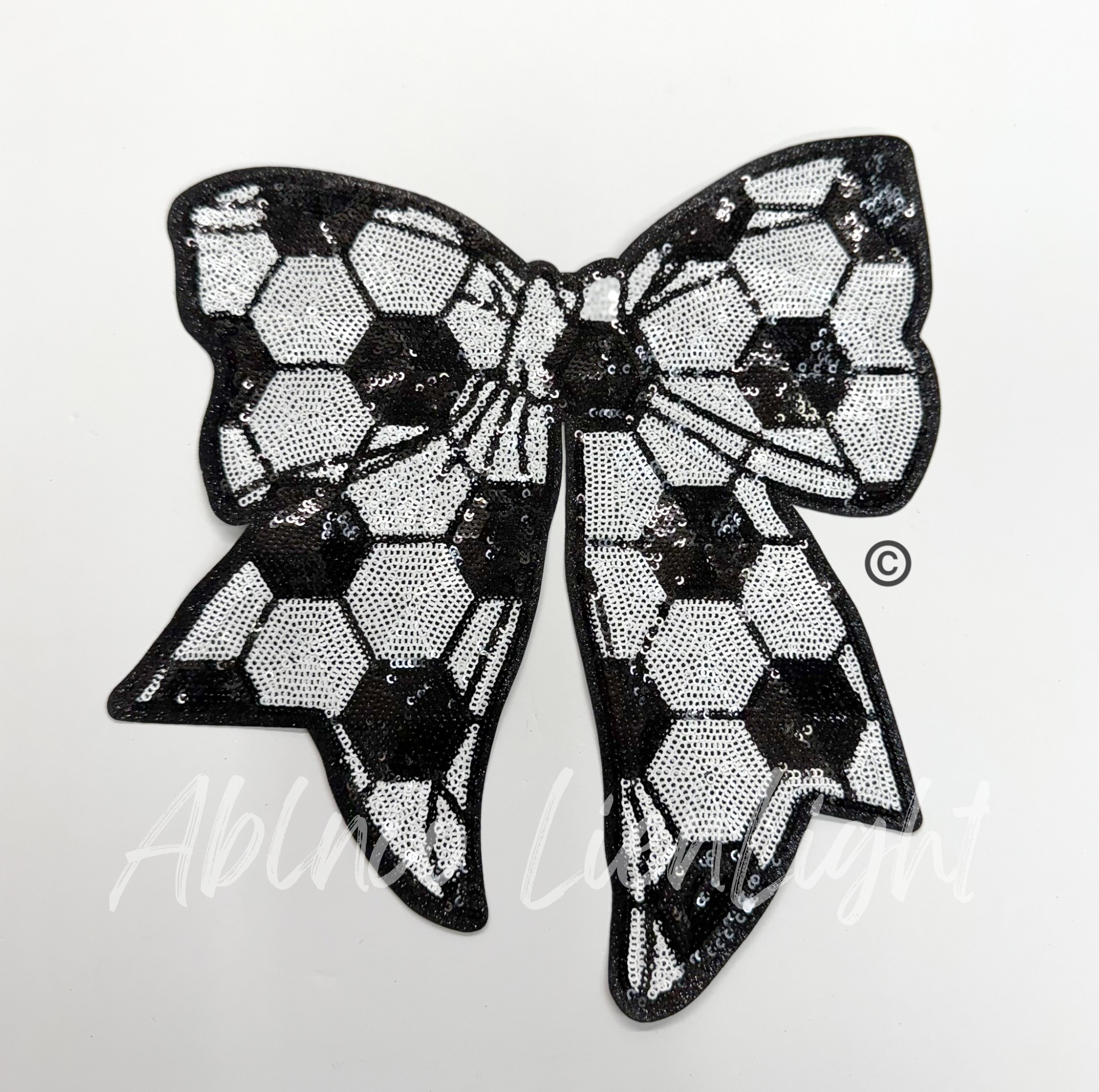 Soccer Bow Sequin Patch - Big