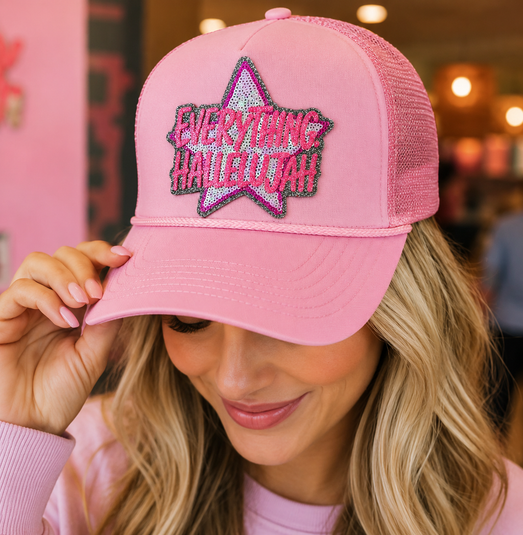 Everything Hallelujah Summer Sequin Patch Otto Trucker Hat