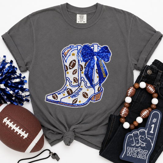 Football Touchdown Bow Boot Sequin Tshirt & Sweatshirt