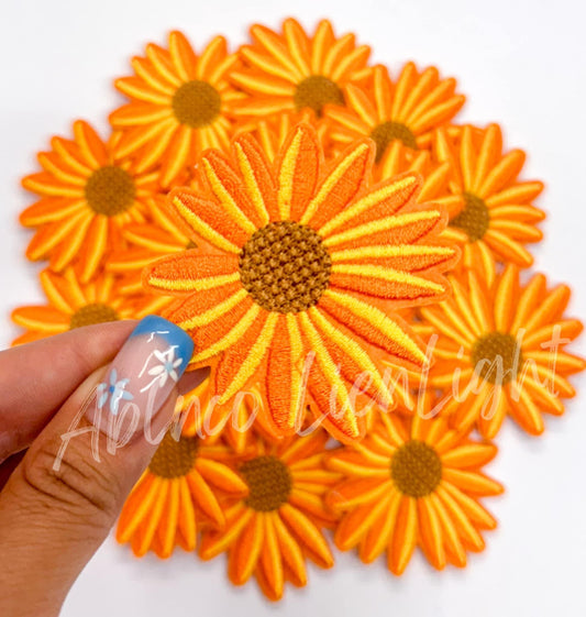 Orange Daisy Embroidery Patch