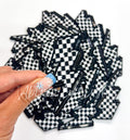 Black Lightning Checkered Bolt Embroidery Sequin Patch
