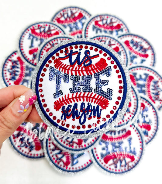 Tis the Season Baseball Bolt Embroidery Sequin Patch