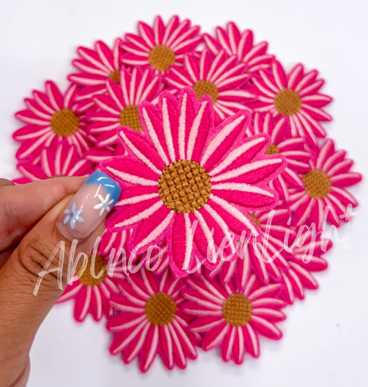 Hot Pink Daisy Embroidery Patch