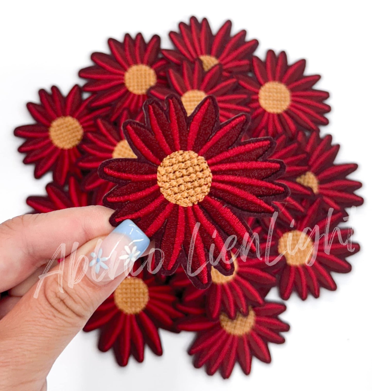 Maroon Daisy Embroidery Patch