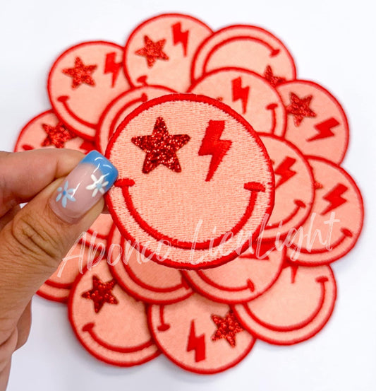 Red Bolt Face Bolt Embroidery Patch