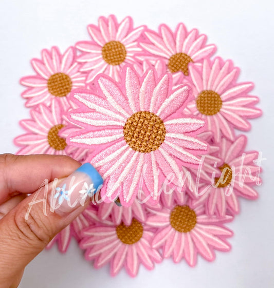 Pink Daisy Embroidery Patch