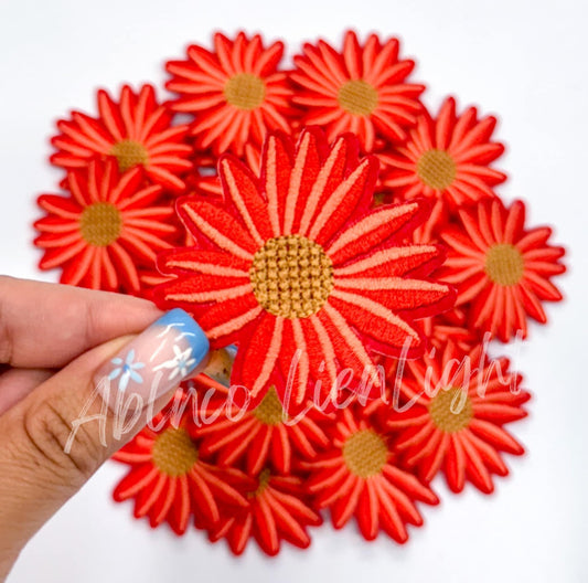 Red Daisy Embroidery Patch