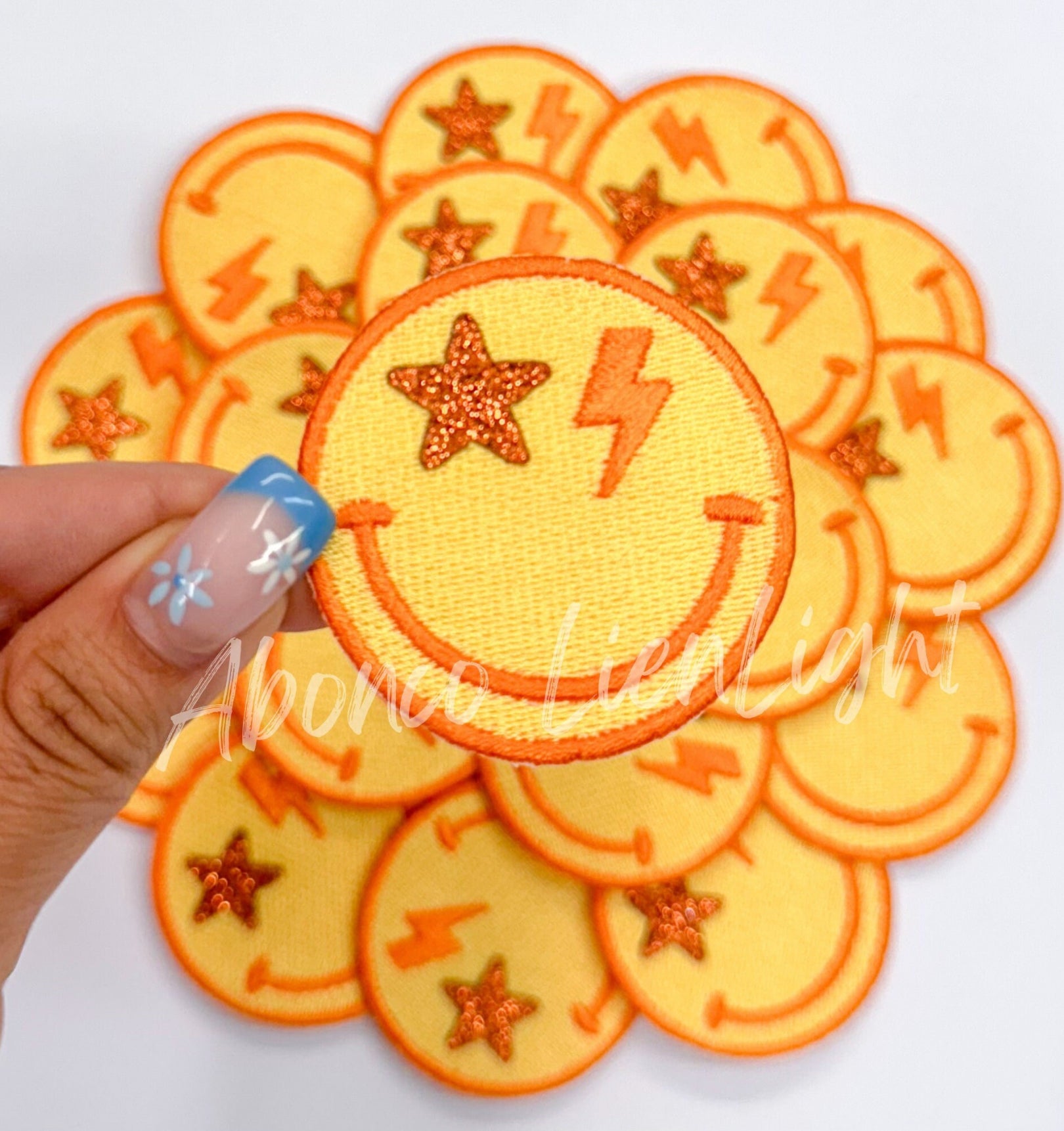 Orange Bolt Face Bolt Embroidery Patch