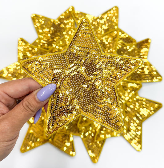 5” Gold Sequin Star Embroidery Patch