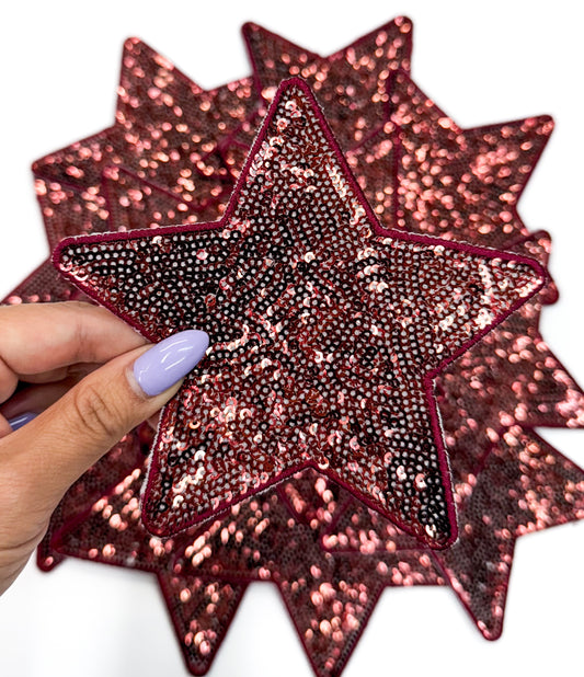 5” Maroon Sequin Star Embroidery Patch