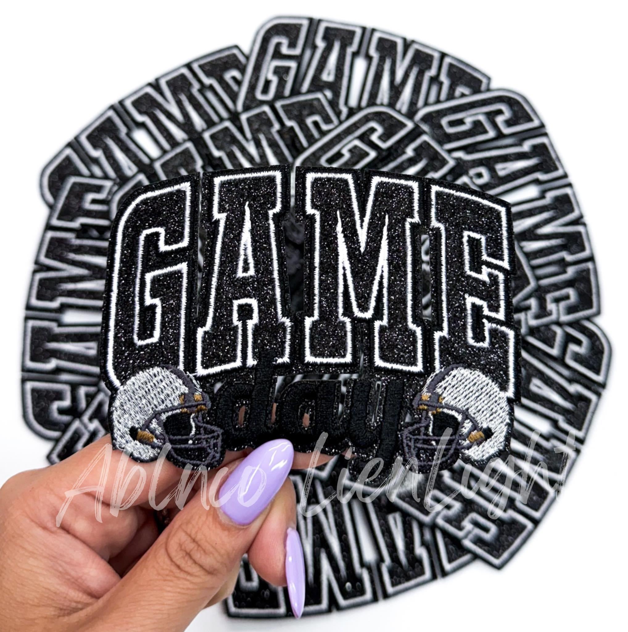 Black Game Day Helmet Embroidery Patch