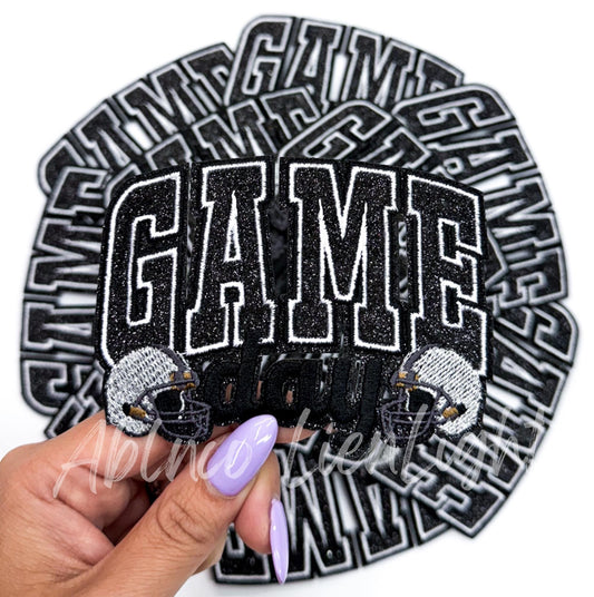 Black Game Day Helmet Embroidery Patch