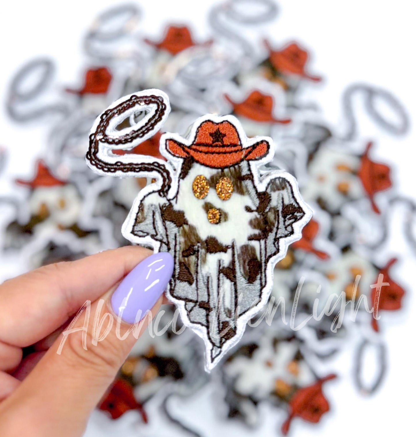 Western Ghost Cow Print Embroidery Patch