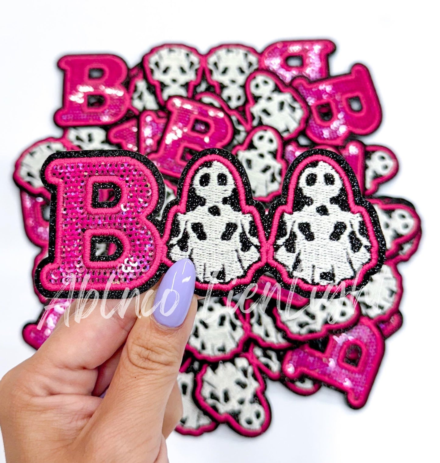 Boo Ghost Sequin Embroidery Patch