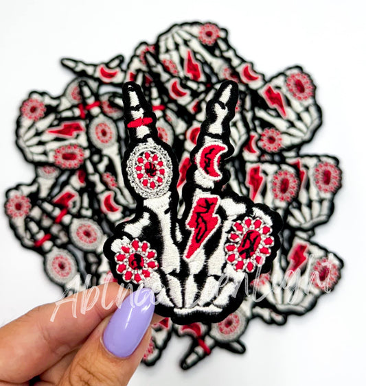 3'' Red Skeleton Hand Embroidery Patch (Small)