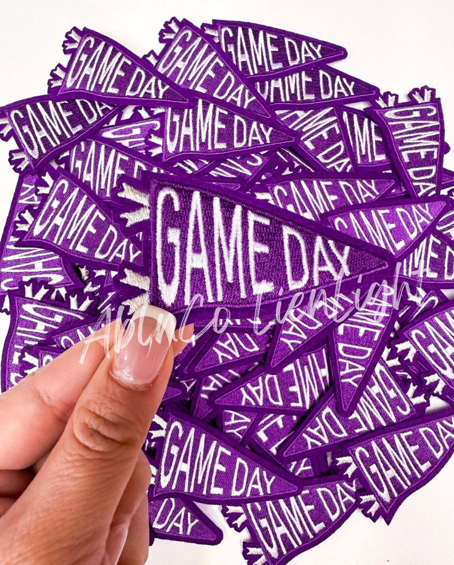 Purple Game Day Pennant Flag Embroidery Patch