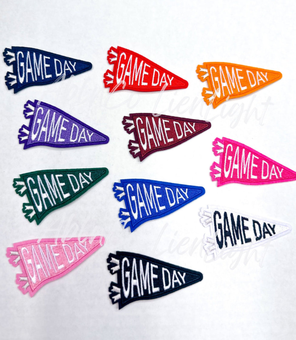 Purple Game Day Pennant Flag Embroidery Patch
